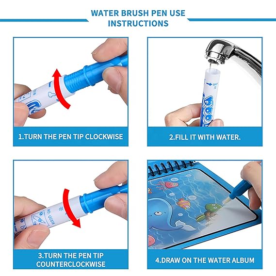 Vistora™ Magic Water Coloring Book – Reusable, Mess-Free Learning Fun for Kids