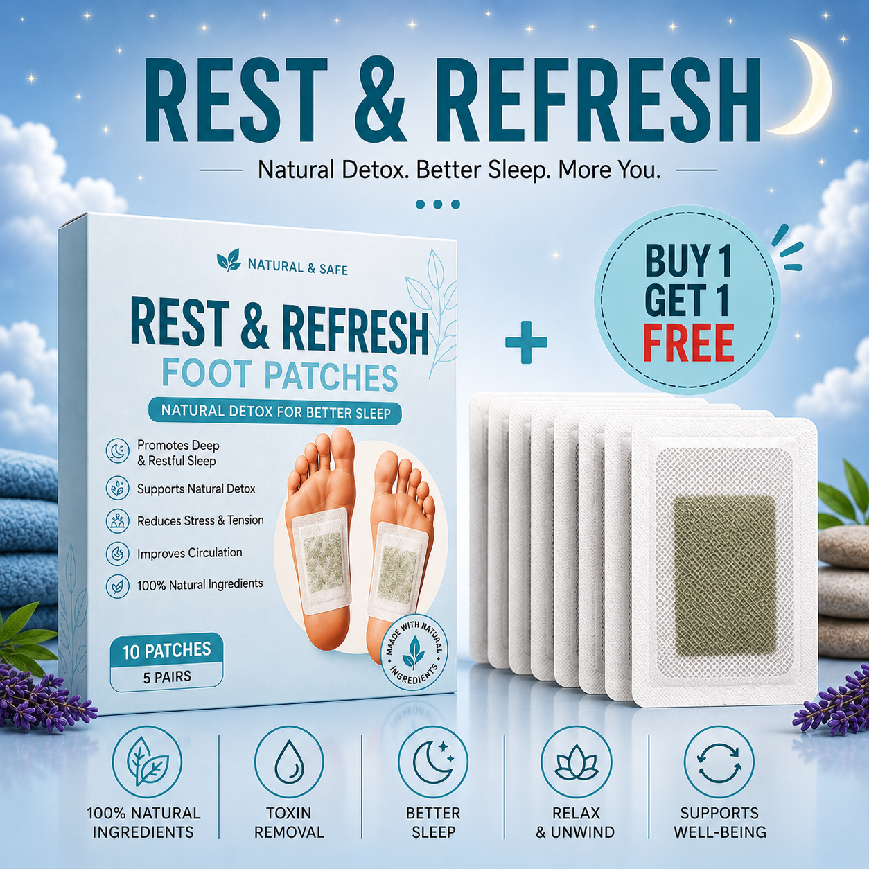 Rest & Refresh™ Foot Patches | Buy 1 Get 1 Free  🌿✨