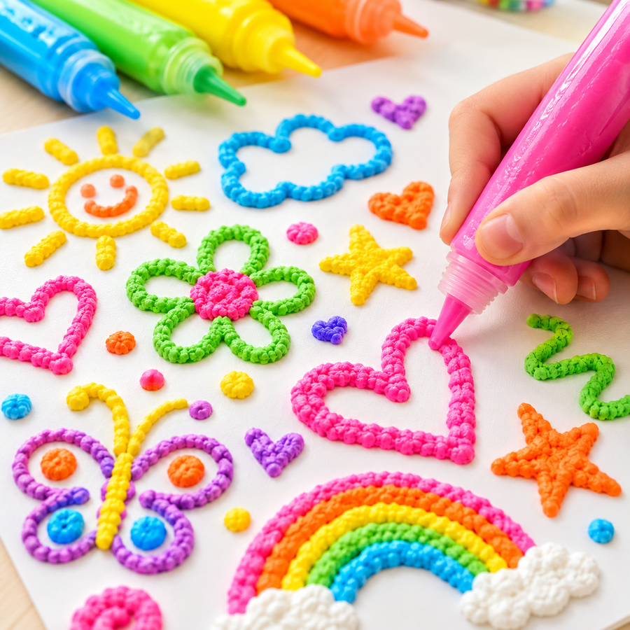 Raised colorful drawings made with the product