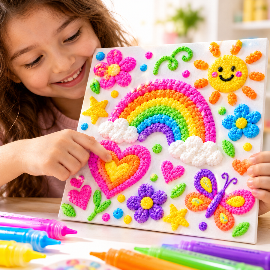 Finished colorful raised 3D artwork