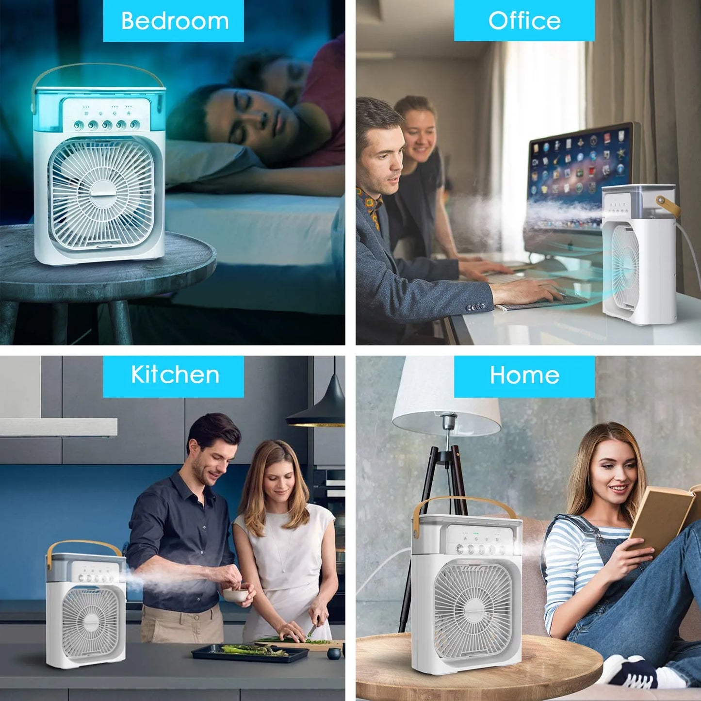 Portable 3 in 1 Air conditioner Fan & Cooler - Instant Cooling for Home, Office & Car