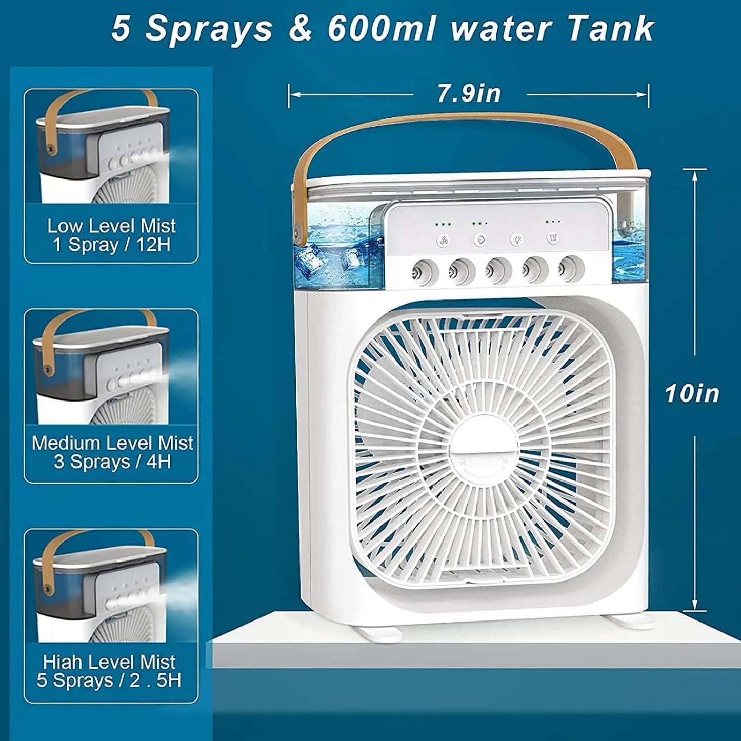 Portable 3 in 1 Air conditioner Fan & Cooler - Instant Cooling for Home, Office & Car