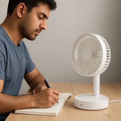 Adjustable Height Telescopic Rechargeable Standing Fan Rechargeable Pedestal Fan