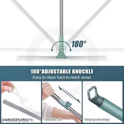 Heavy Duty Magic Broom Silicone Floor Wiper–Premium Floor Squeegee with Stainless Steel Extendable Handle - Vistora